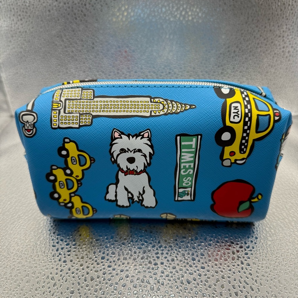 Vibrant Blue NYC Print Women's Accessory Bag